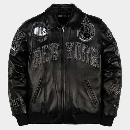 Pelle Pelle City of Knicks Black Genuine Leather Jacket for Men