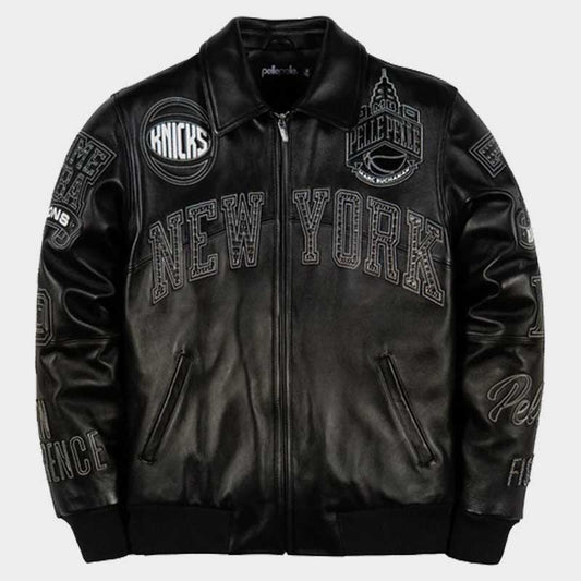 Pelle Pelle City of Knicks Black Genuine Leather Jacket for Men
