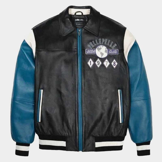 Pelle Pelle Marc Buchanan Soda Club Genuine Cowhide Bomber Leather Jacket for Men