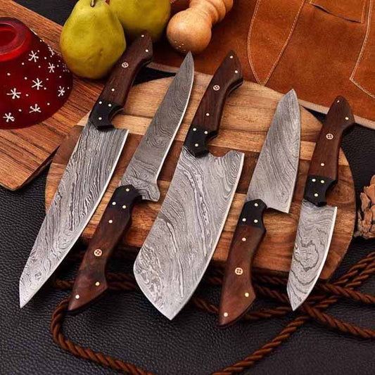 Handmade Damascus Steel Kitchen Knife Set for Chefs and Home Cooks | Jackets Kingdom