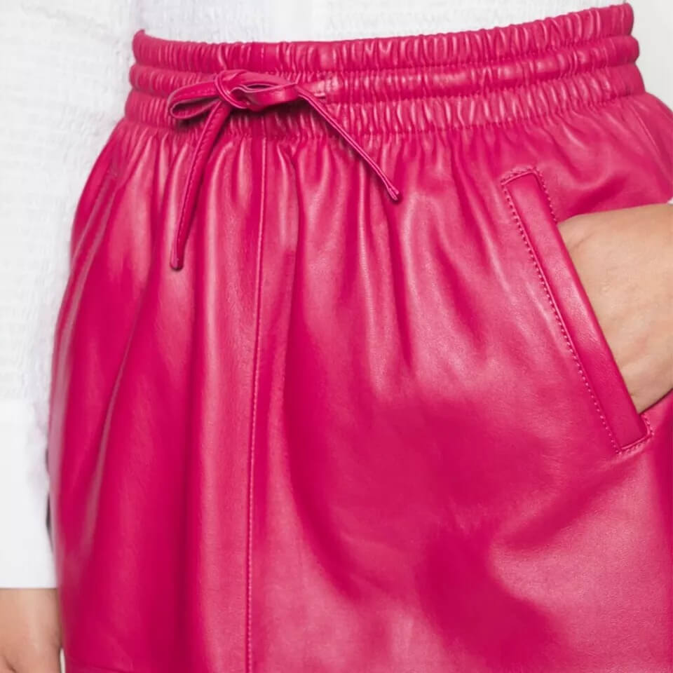 Pink Women’s Midi Leather Skirt