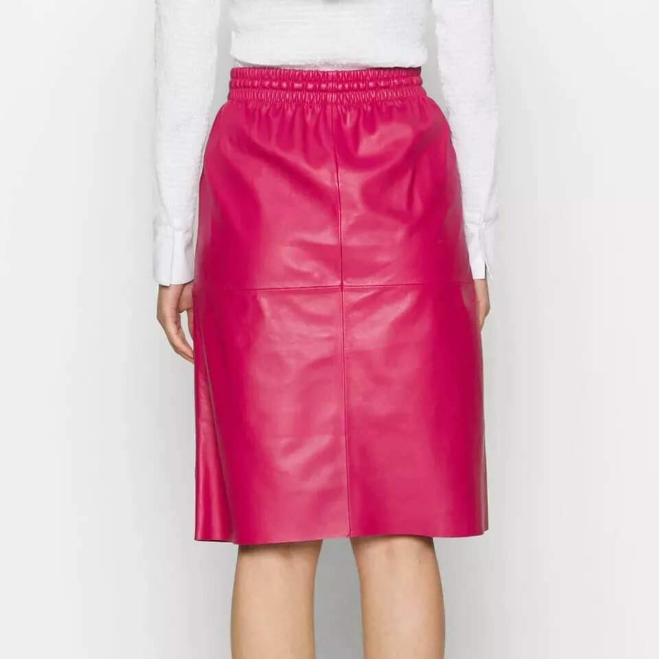 Pink Women’s Midi Leather Skirt