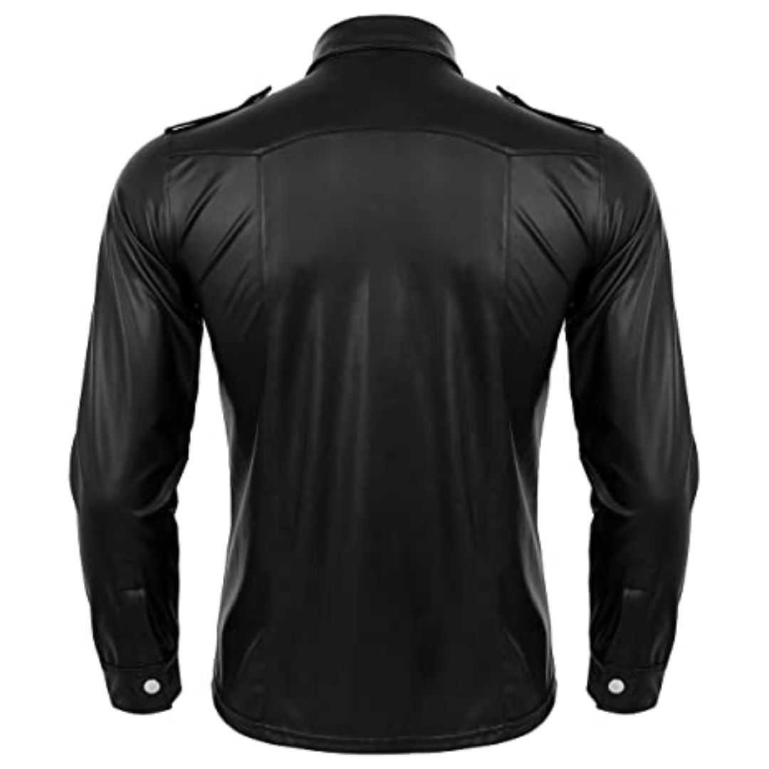 Police Uniform Shirt Tops with Turn-Down Collar