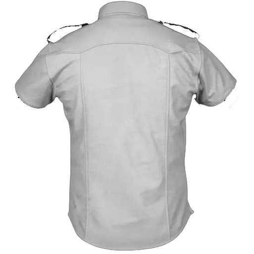 Police Uniform Style Leather T-Shirt for Men