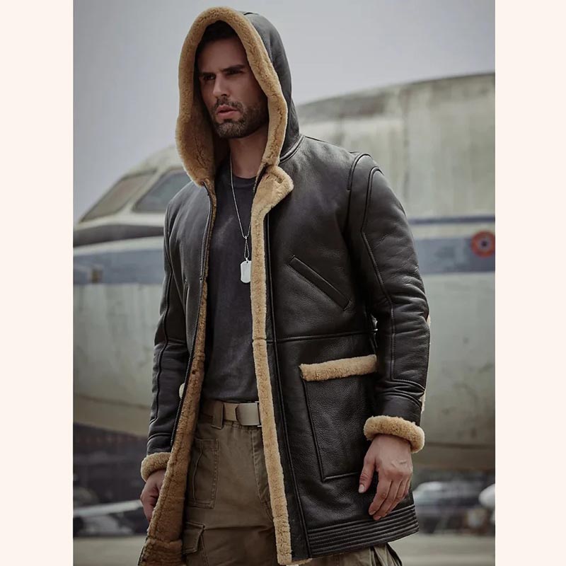 premium dark brown b7 bomber sheepskin coat buy at jackets kingdom