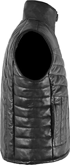 Premium Men's Black Quilted Puffer Leather Vest