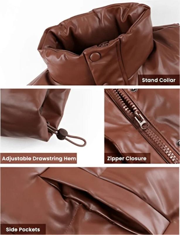 Premium Women's Tan Brown Puffer Leather Vest