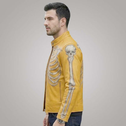 Premium yellow cowhide biker jacket handcrafted for motorcycle riders