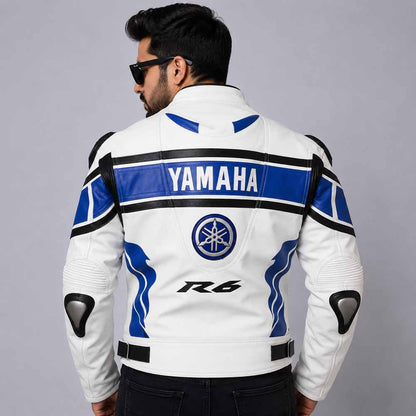 Men's Yamaha R6 Racing Leather Jacket with Genuine Leather Performance Fit