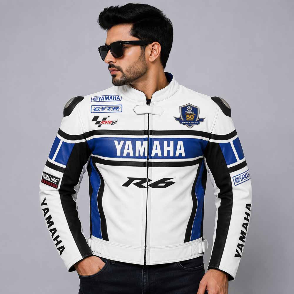 Men's Yamaha R6 Racing Leather Jacket with Genuine Leather Performance Fit