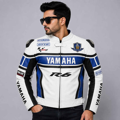 Men's Yamaha R6 Racing Leather Jacket with Genuine Leather Performance Fit