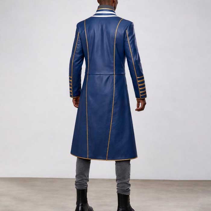Blue Vergil DMC 3 Leather Trench Coat with Long Cosplay Design