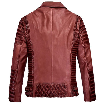 Rustic Burnt Red Leather Jacket by Charles