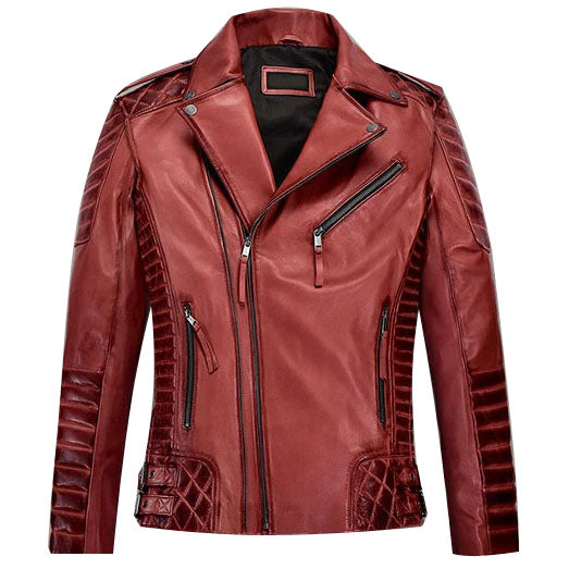 Rustic Burnt Red Leather Jacket by Charles