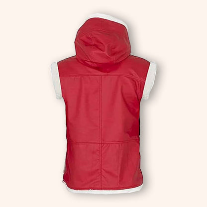 Santa Claus Hooded Red Leather Vest - Christmas Edition