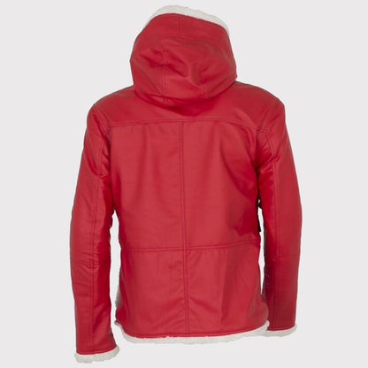Santa Claus Red Hooded Leather Jacket - Perfect Christmas Gift for Him