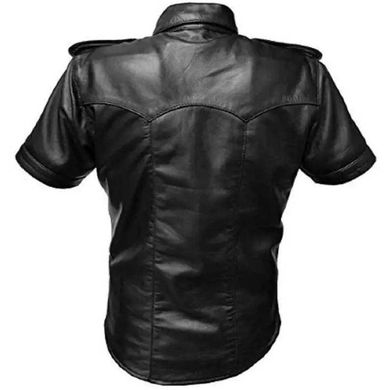 Men's Hot Stylish Police Uniform Sheep Leather Shirt