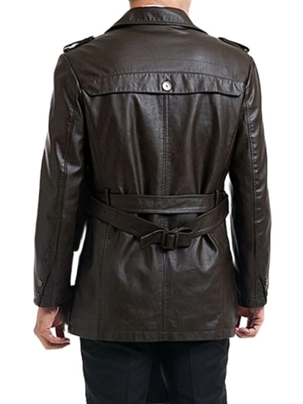 Single Breasted Black Motorcycle Leather Coat for Men