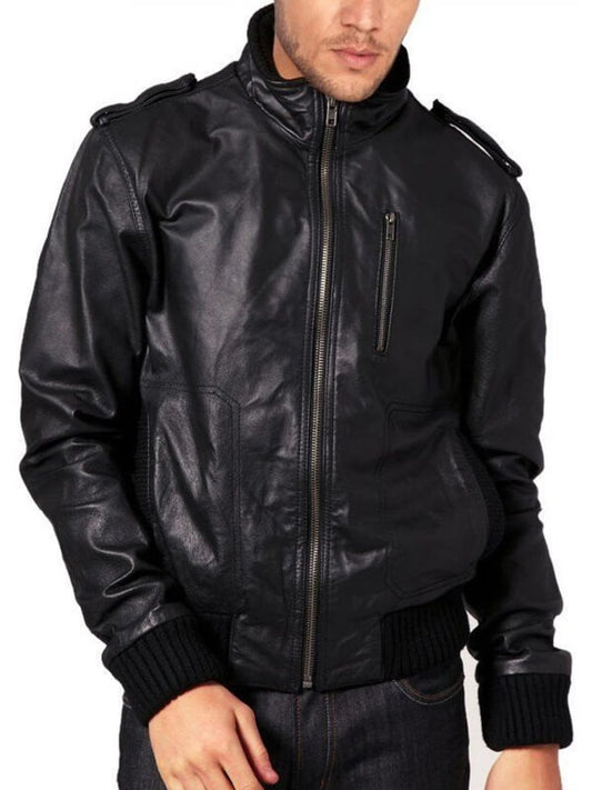 Soft Sheepskin Bomber Jacket - Men's Fashion Bomber Jacket