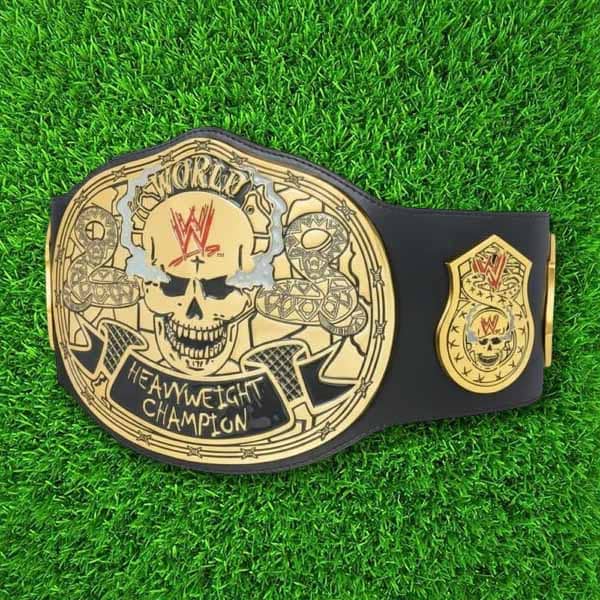 Stone Cold Smoking Skull Wrestling Championship Belt with Genuine Leather Strap