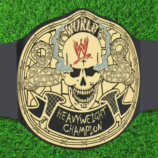 Stone Cold Smoking Skull Wrestling Championship Belt with Genuine Leather Strap