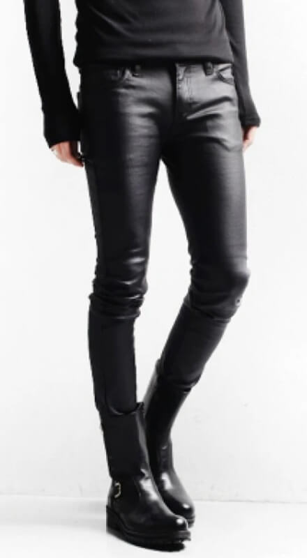 Street Style Black Leather Motorcycle Pants