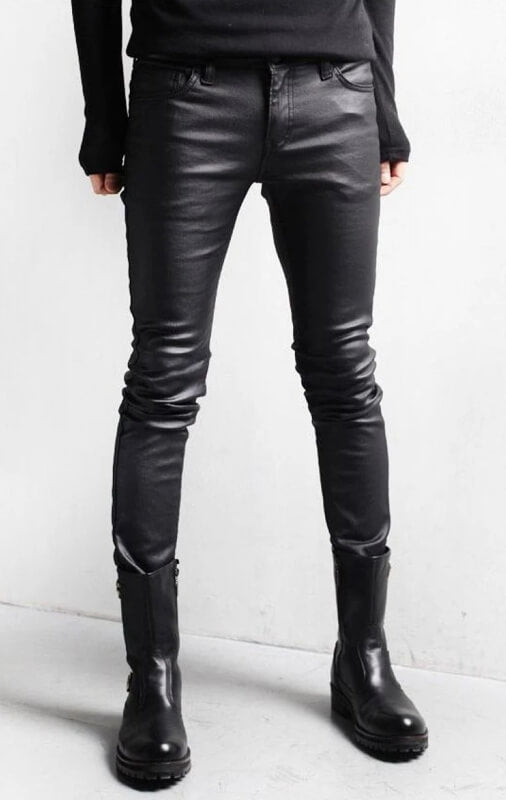 Street Style Black Leather Motorcycle Pants