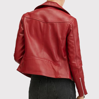 Stylish Burgundy Women's Leather Jacket