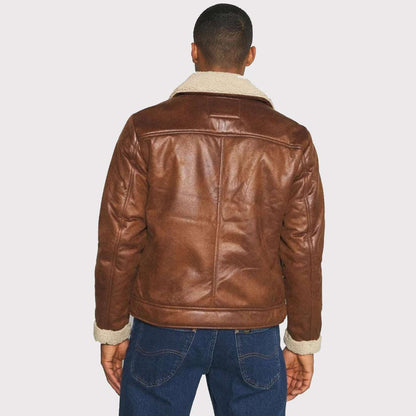 Stylish Glossy Brown Faux Leather Jacket