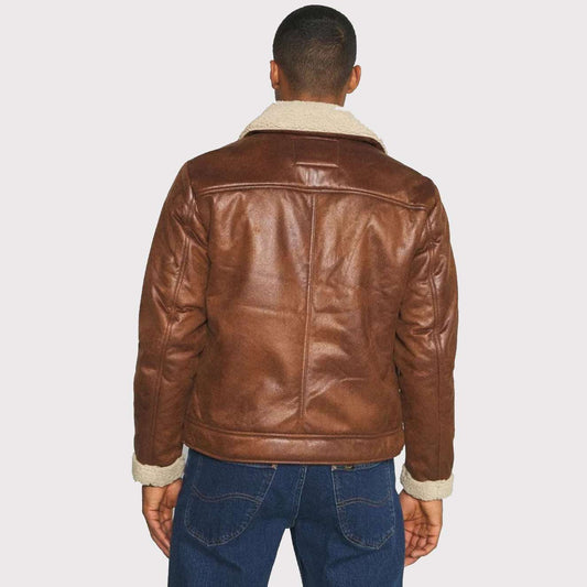 Stylish Glossy Brown Faux Leather Jacket