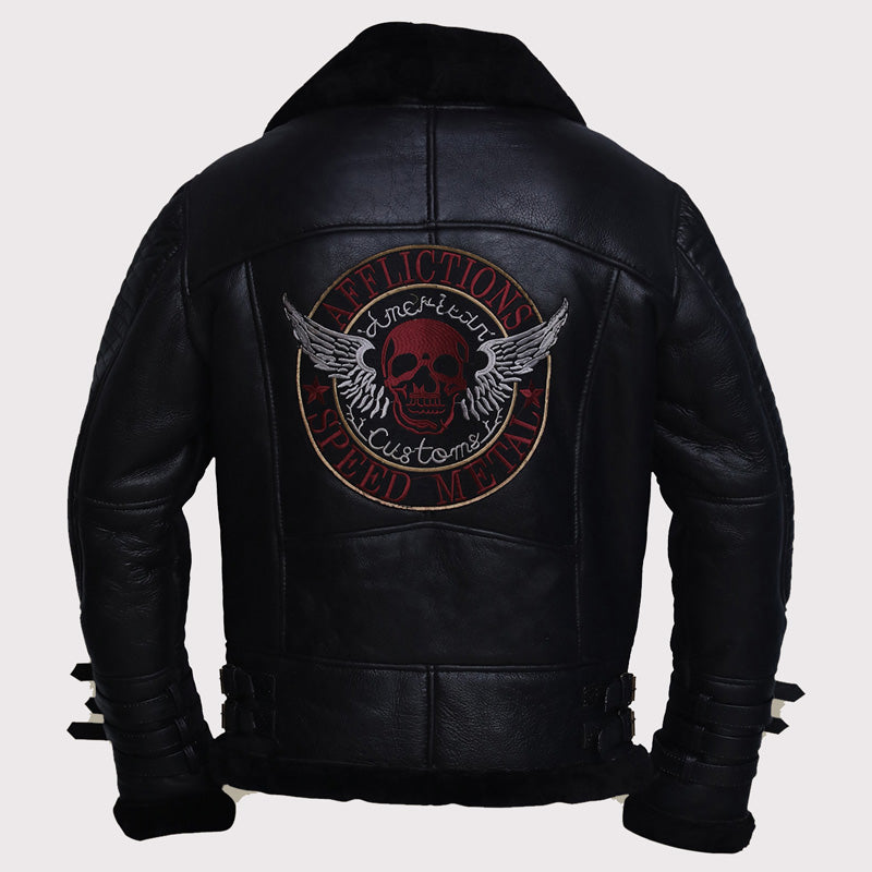 Black Shearling Biker Jacket
