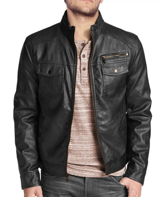 Stylish Black Leather Biker Jacket - Men's Motorcycle Jacket