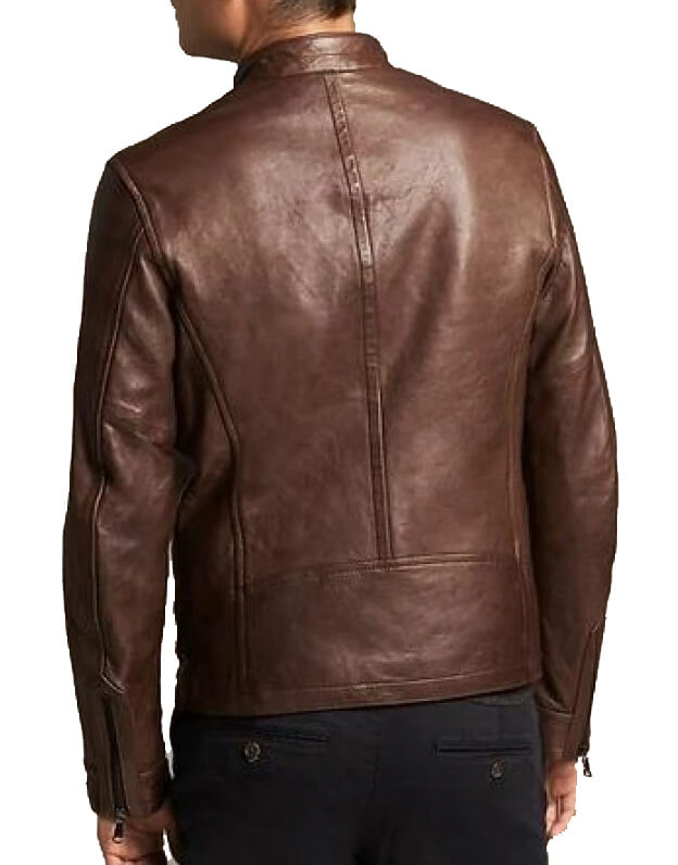 Stylish Brown Leather Moto Jacket - Men's Motorcycle Jacket