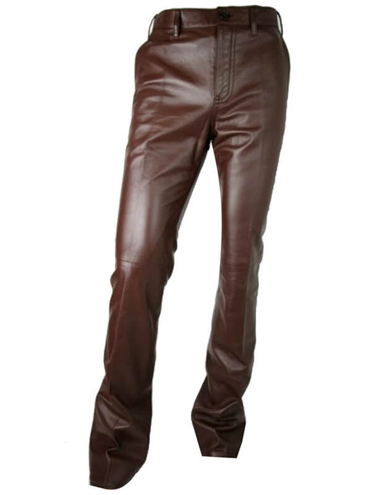 Stylish Men's Brown Leather Pants