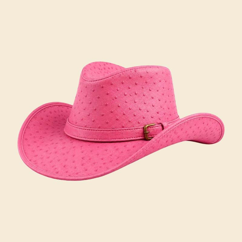 Stylish pink ostrich texture western cowgirl hat for sale by Jackets Kingdom