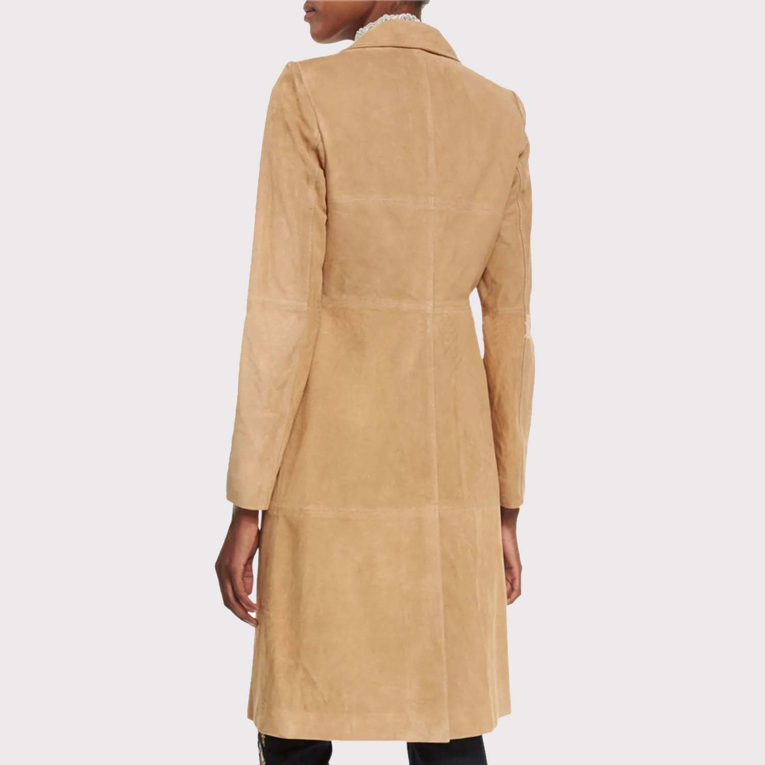 Suede Mid-Length Coat for Women