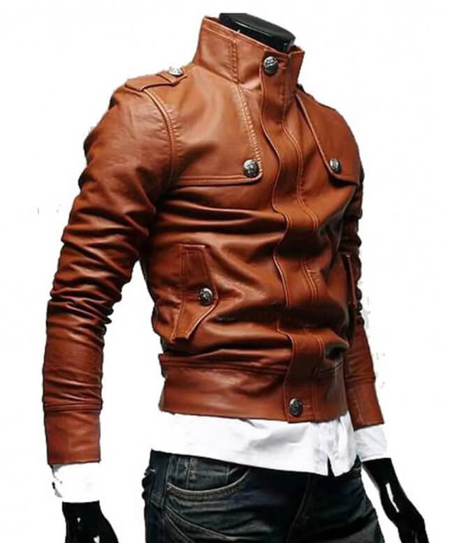 tan brown leather jacket