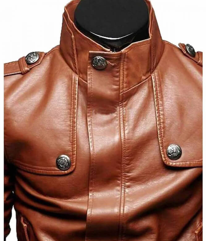 tan leather jacket