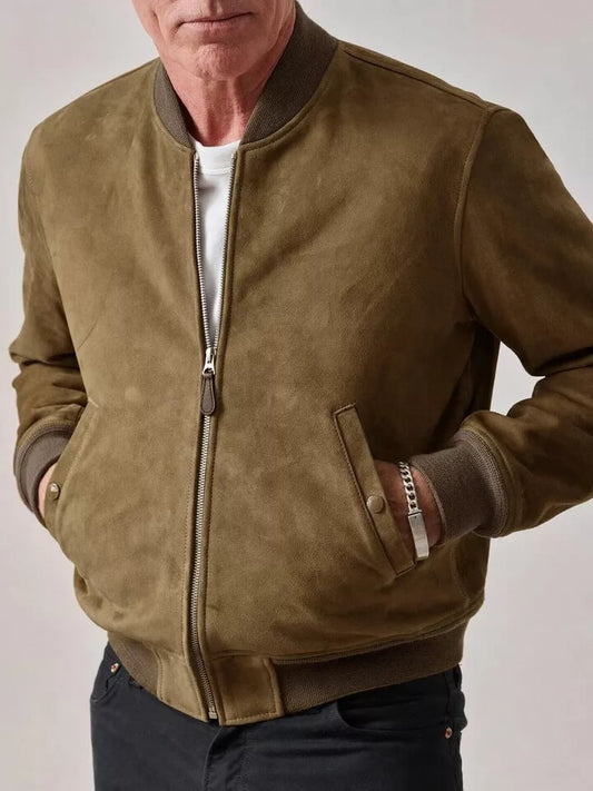 tan suede bomber jacket