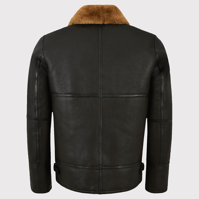 Traditional Black Shearling Jacket for Men