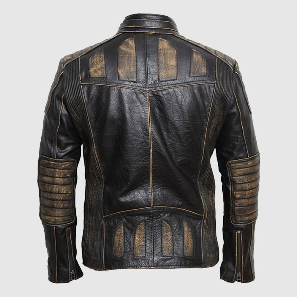 Vintage Black Leather Motorcycle Jacket