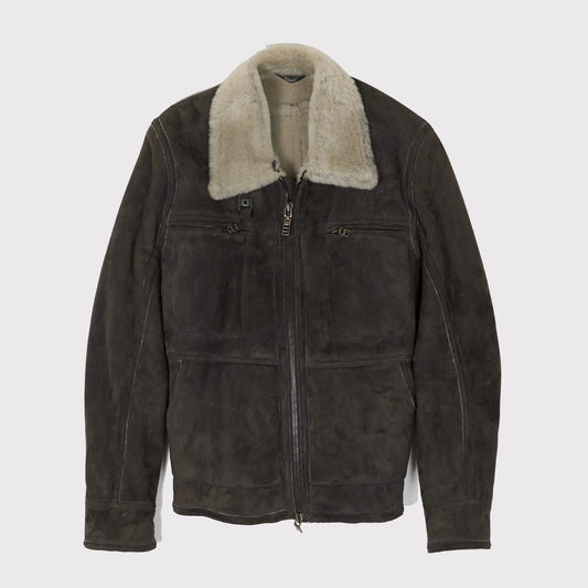 Vintage Black Shearling Leather Jacket