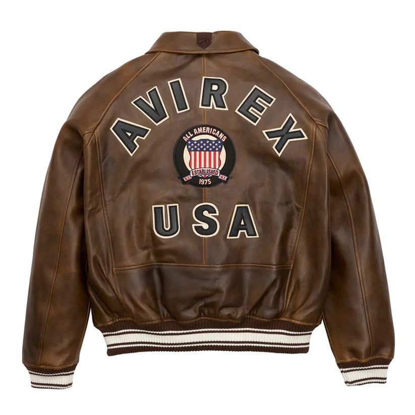 Vintage Brown Letterman Limited Edition Avirex Leather Jacket