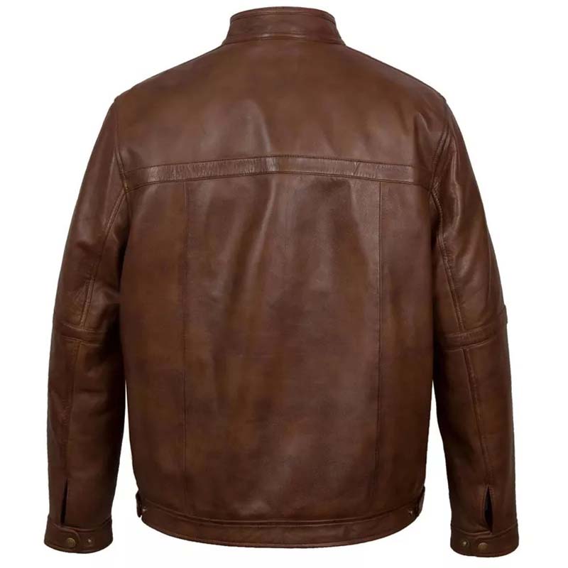 Vintage Cafe Racer Brown Leather Jacket for Men