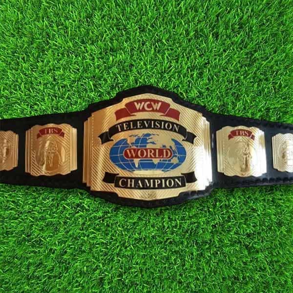 WCW Television World Championship Replica Belt with Genuine Leather Strap