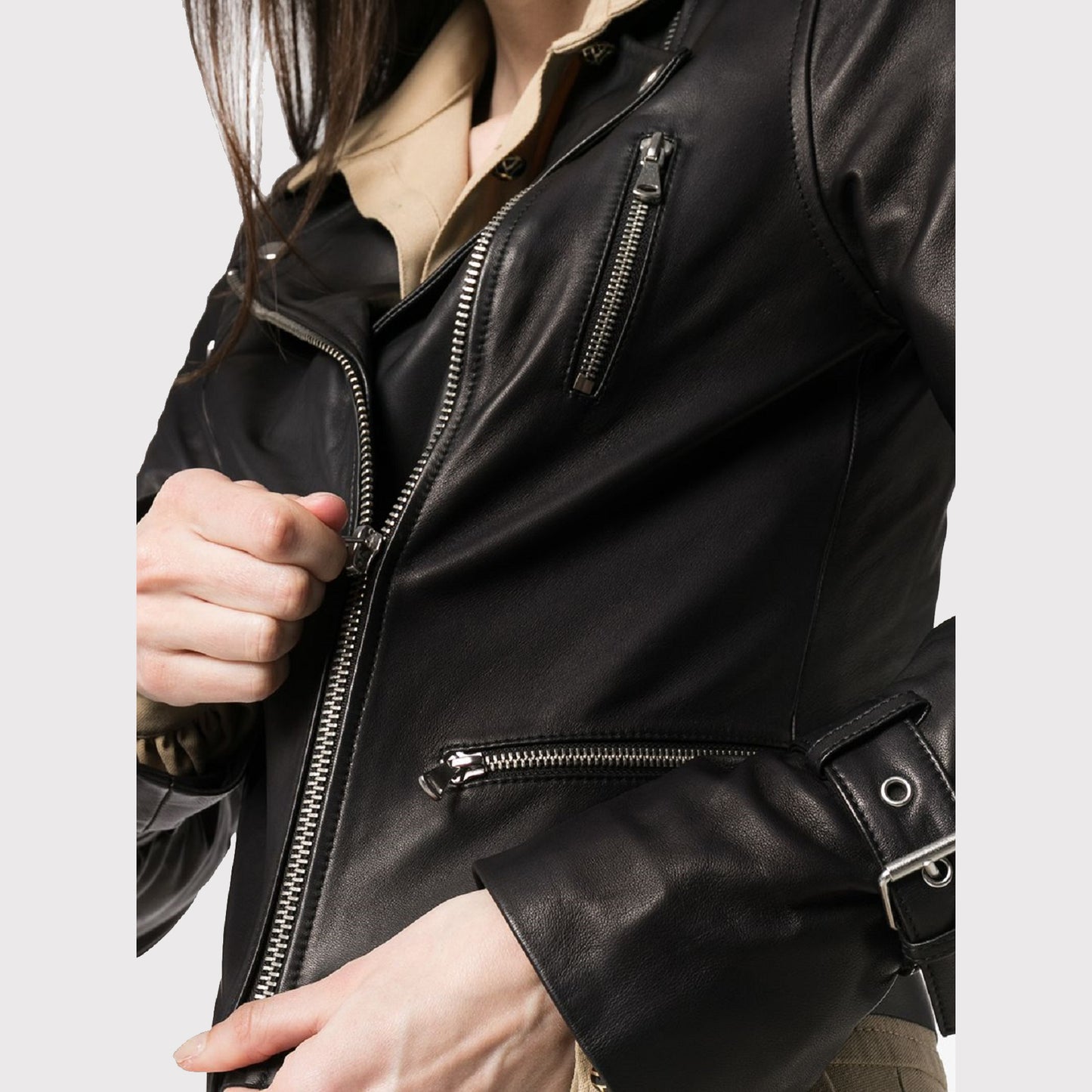 women black biker jacket