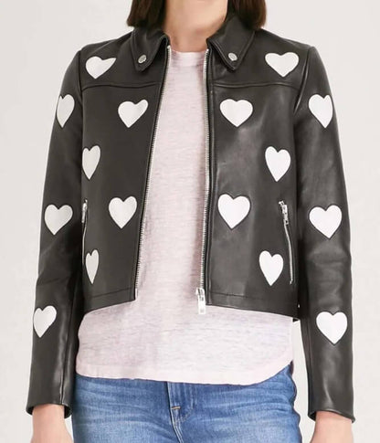 women black jacket with heart