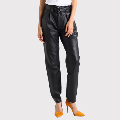 Genuine Black Leather Pants for Women