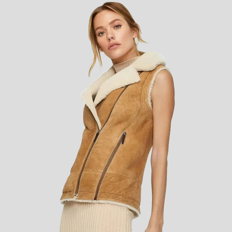 Suede leather vest