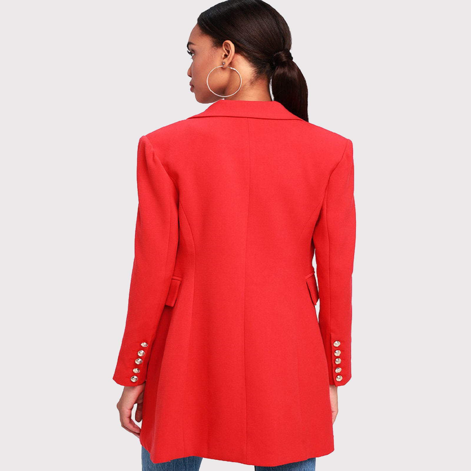 Women Cherry Red Wool Long Coat - Women Wool Coat